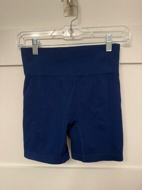 Women's High-Waist Navy Ribbed Bike Shorts